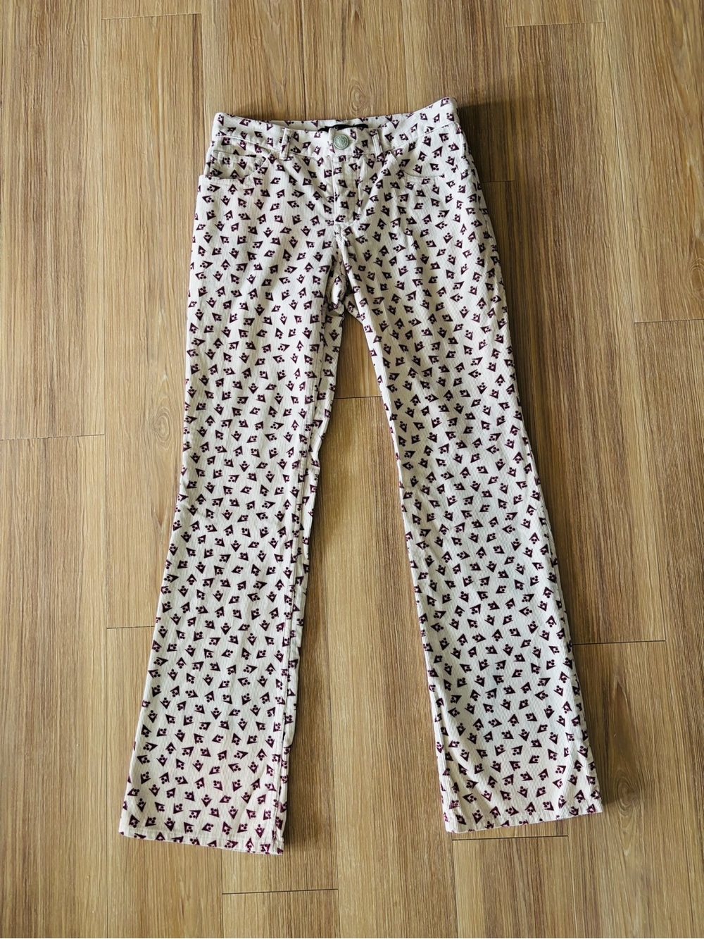 Y2K Marc Jacobs Corduroy Pants Leopard Print Cotton Low Rise Womens 2 See Below